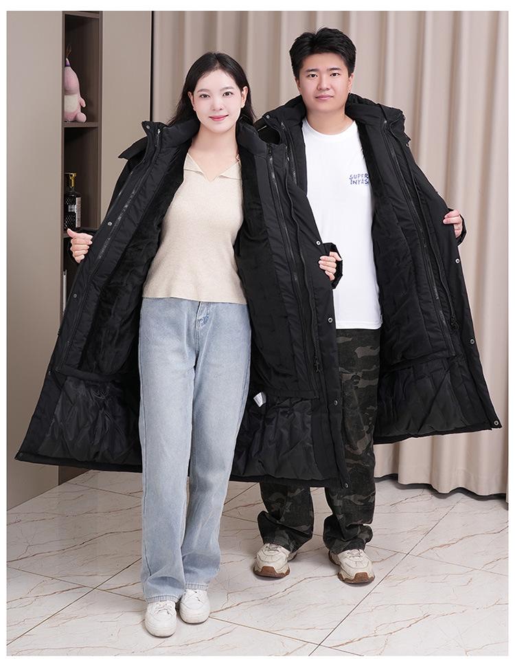 Three-in-One Fleece-Lined Winter Sports Jacket: Detachable, Over-the-Knee, Cotton-Padded, Plus Size, Unisex School Uniform