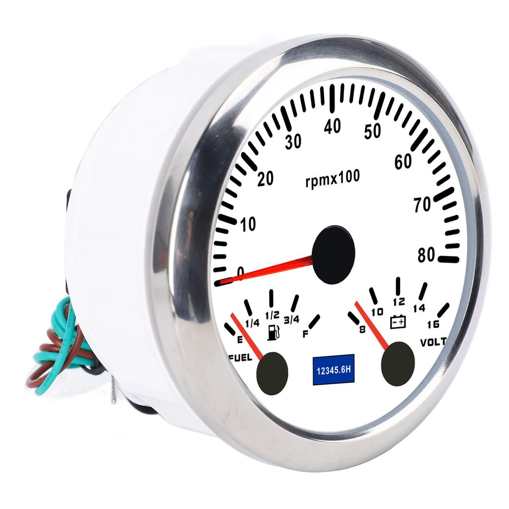 3 In 1 85mm Tachometer DC 9 To 32V 8000rpm 8 To 16V Voltage Gauge E 1 4 1 2 3 4 F Fuel Level 7 Color Backlight for RV