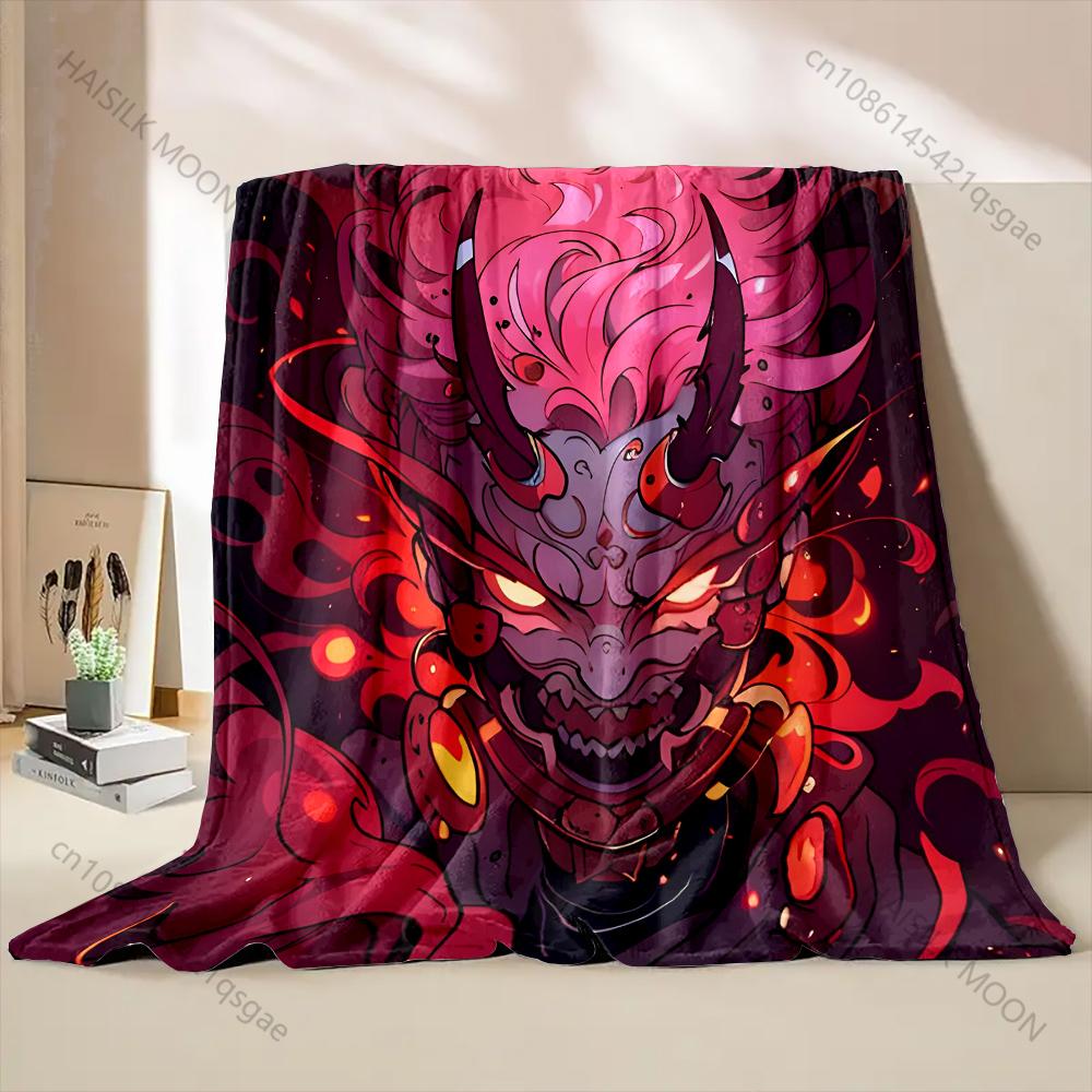 Japanese Ghost Mask Art Blanket Warm Soft Fluffy Kids Adult Luxury Gifts for Sofa Bed Home Outdoor Travel Camping Blanket