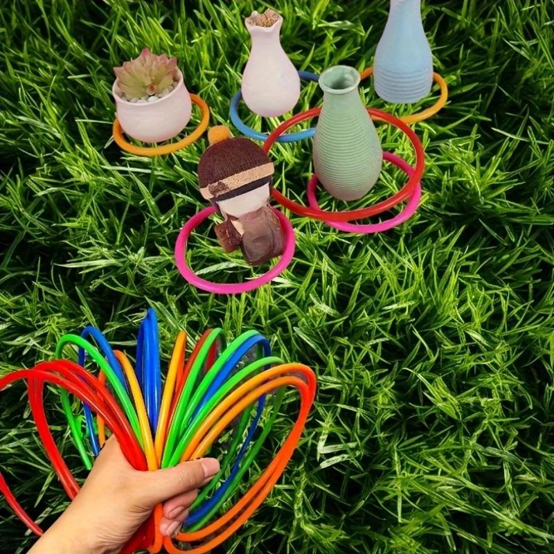10pcs of colorful PVC ring throwing game - perfect for family gatherings, outdoor garden parties, outdoor party accessories
