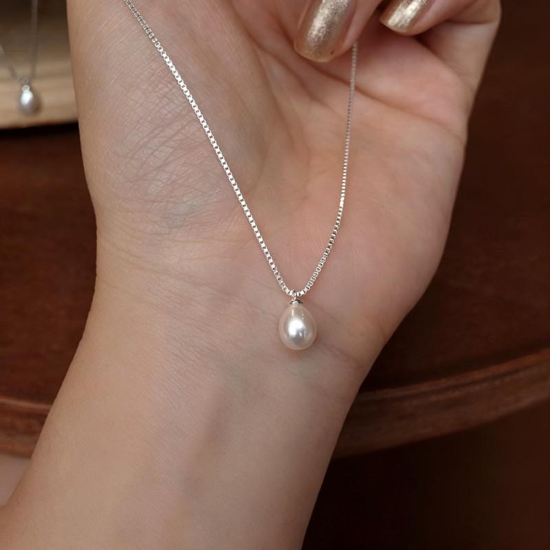 Natural Freshwater Pearl Necklace Women Minimalist Elegant Choker Box Chain Small Luxury Jewelry