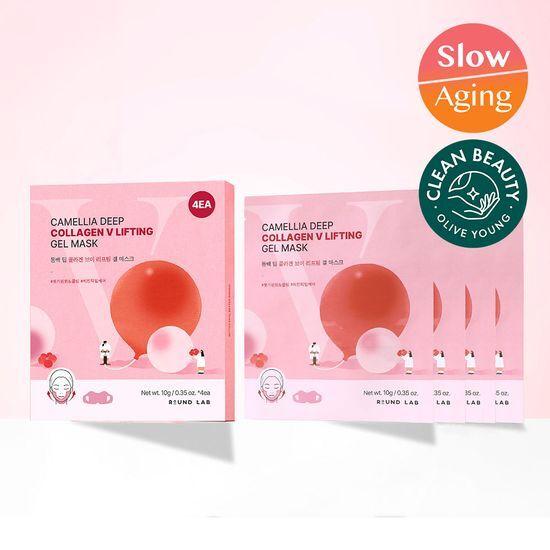 ROUND LAB Camellia Deep Collagen V Lifting Gel Maske Blatt 4 Stück