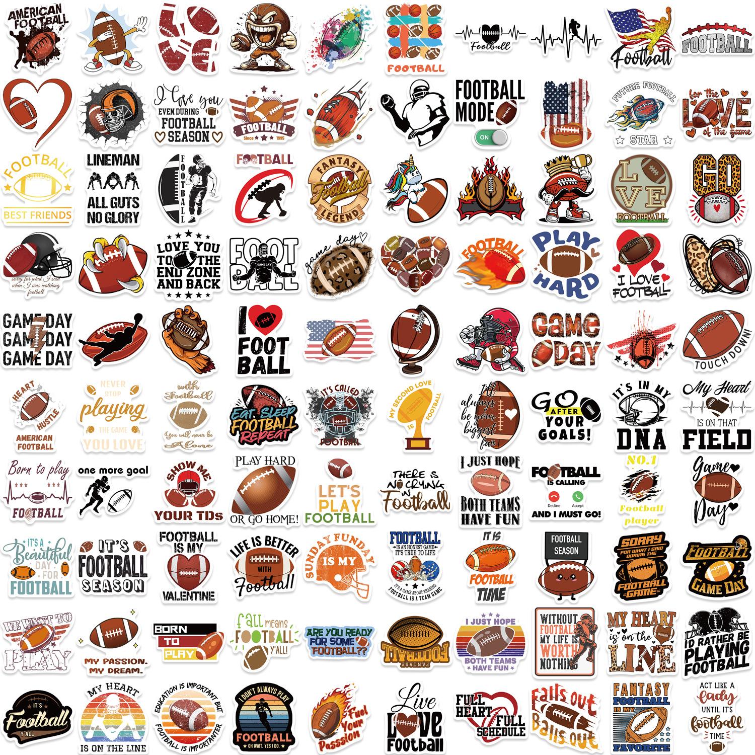 

100 Cartoon Rugby Stickers Decorate Guitar Notebook Suitcase DIY Waterproof