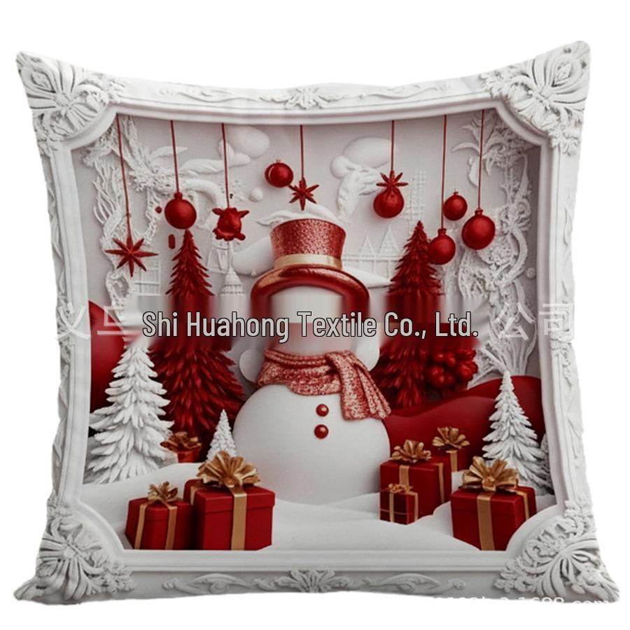 Velvet Christmas Tree Print Cushion Cover for Living Room Sofa 45x45cm 713₽