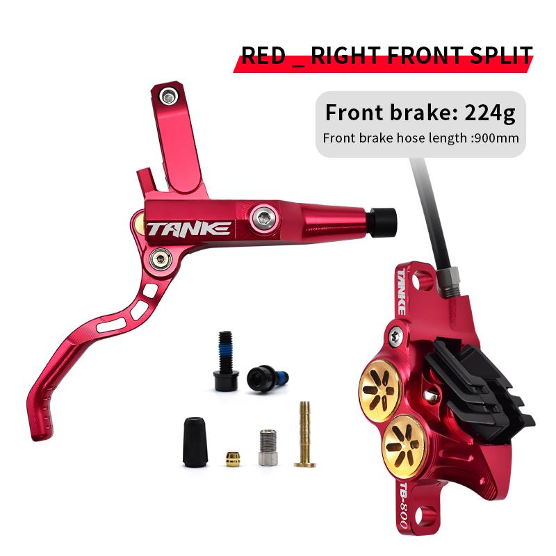 

TANKE MTB 4 Piston Hydraulic Disc Brake 900/1700mm 4 Piston Resin Brake Pads Oil Pressure AM DH Road MTB Ultralight Disc Brake Red R splittyp 900
