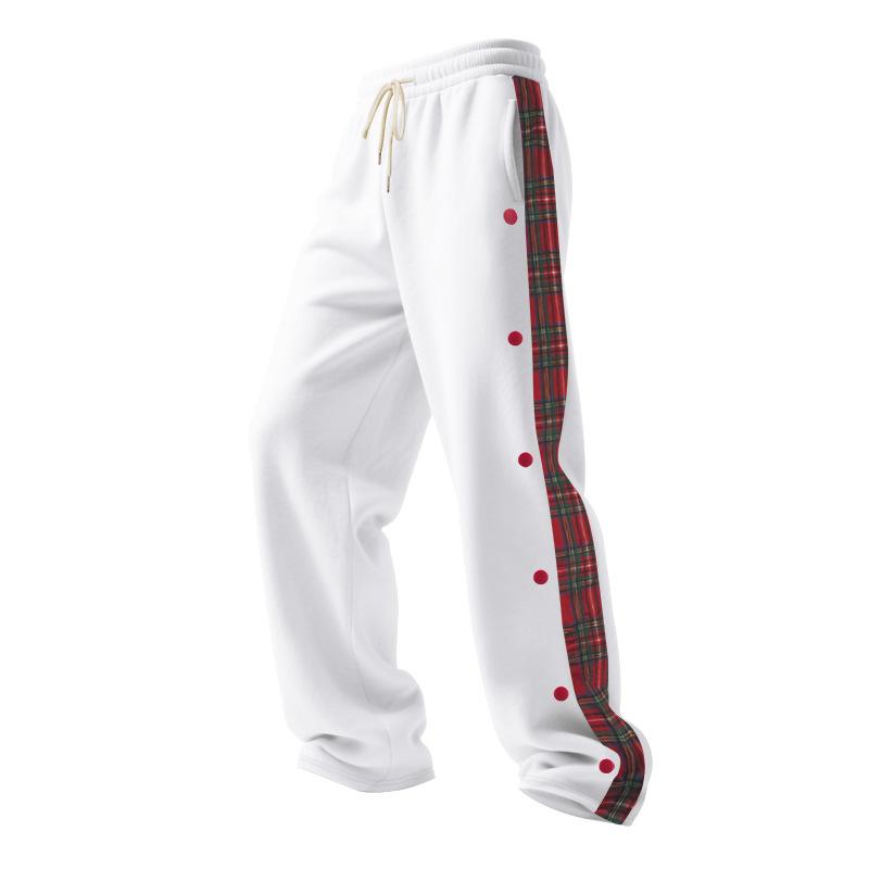 Autumn and Winter Men's Casual Pants High Street Heavyweight Loose Simple Splicing Casual Sports Button Sweatpants Men