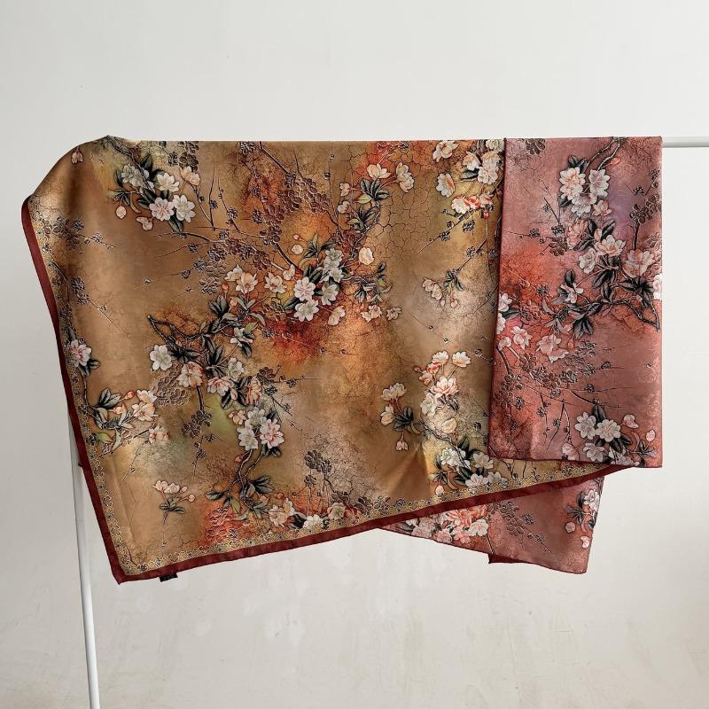 

New arrival silk scarf imitation fragrant cloud yarn double-sided printing long silk scarf 140*140cm