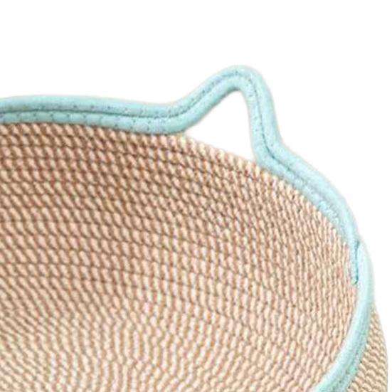 Cat Basket Bed with Cushion Cotton Rope Handwoven Pet Bed Breathable Cat Ear Pet Bed for Indoor Cats