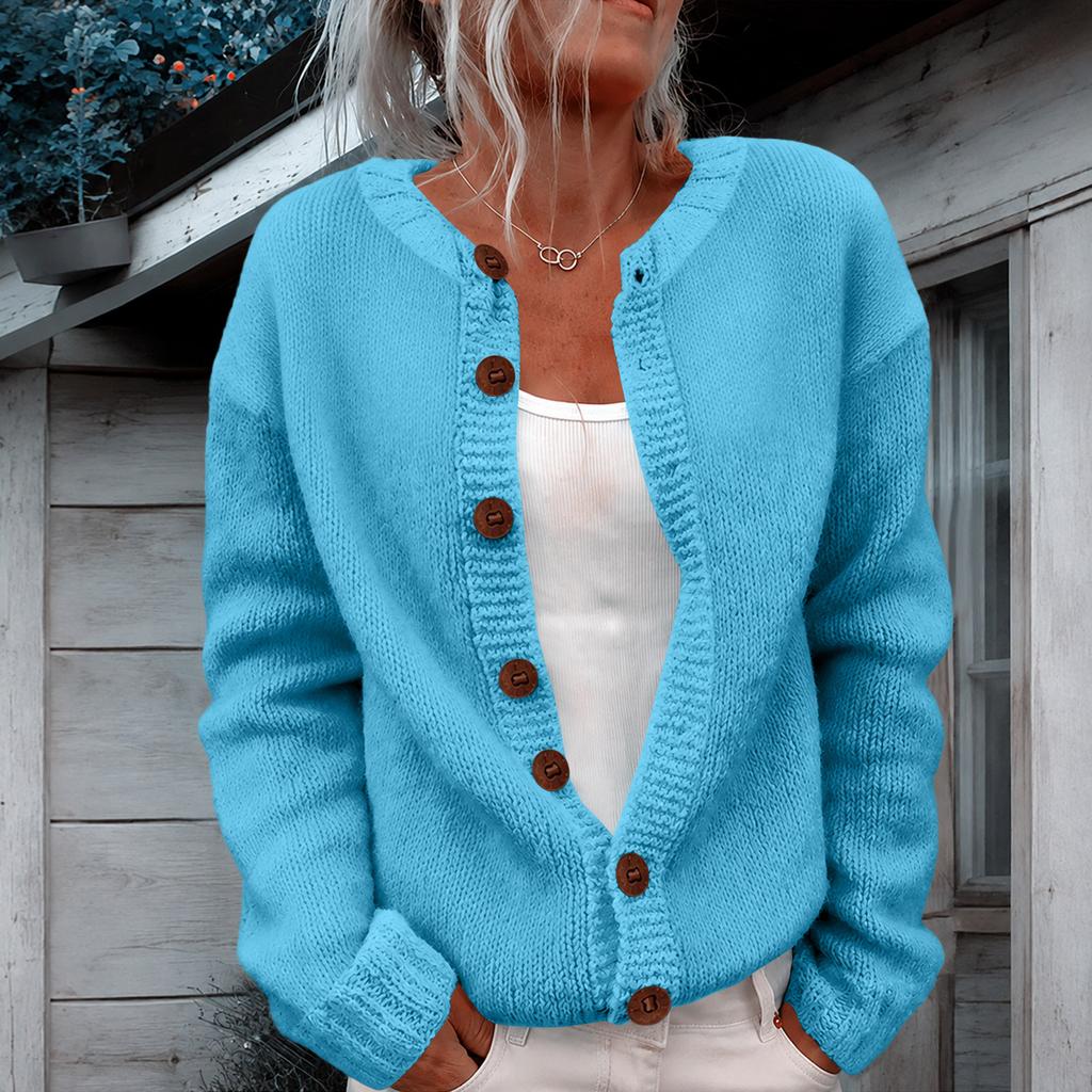Cárdigan de Color para Mujer, Suéter de Punto Holgado, Chaqueta para el Uso Diario