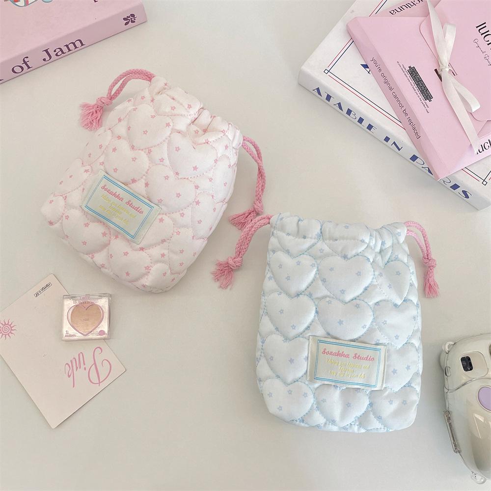 Starry Quilted Drawstring Pouch Camera Storage Bag Portable Soft Purse Organizer for Polaroid and Makeup KTB