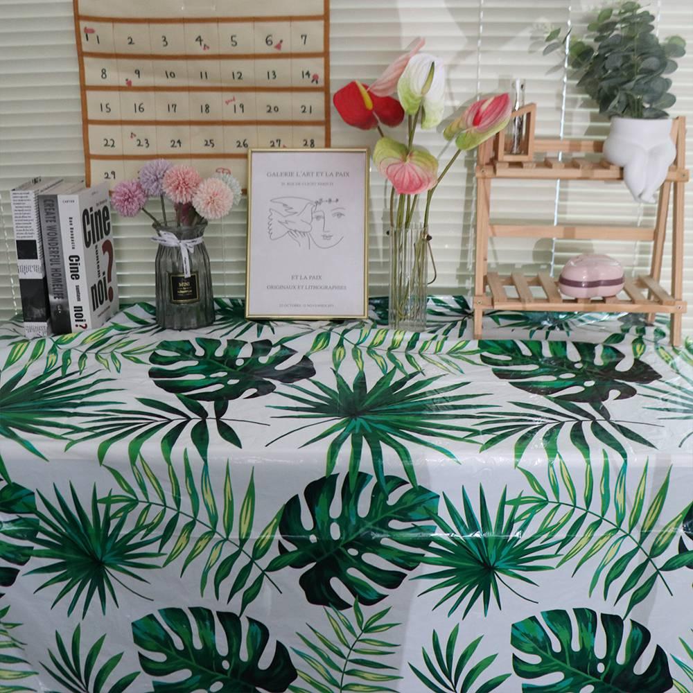 Plastic Tablecover Disposable Table Decorative Cloth Palm Leaves Tablecloth Birthday/weeding Party