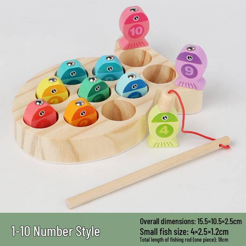 Children s Wooden Magnetic Alphabet & Number Fishing Toy for Early Education and Hand-Eye Coordination.