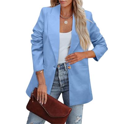 Women Suit Jacket Long Sleeve Pure Color Leisure Style Soft Polyester Women Blazer for Business