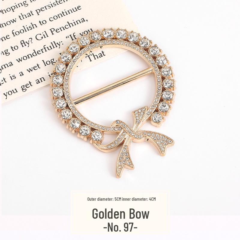 Pearl Rhinestone Waist Buckle Scarf Fastener Hem Knot Button for Women