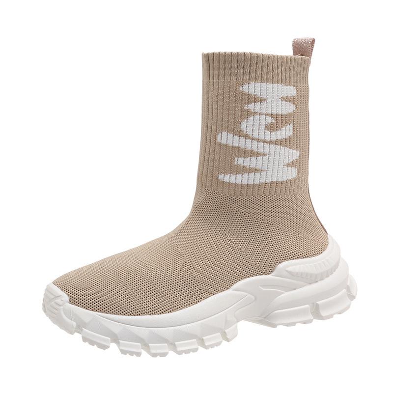 

Носки женская обувь весна новые летно-тканые короткие ботинки на толстой подошве и эластичной толстой подошве вязаные спортивные и повседневные туфли ботинки 40