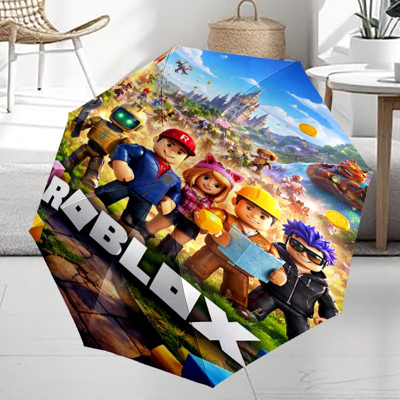 Roblox Theme Automatic Umbrella, Lightweight & Portable, 8 Rib, Perfect for Outdoor Travel, Birthdays, Christmas, Gifts.
