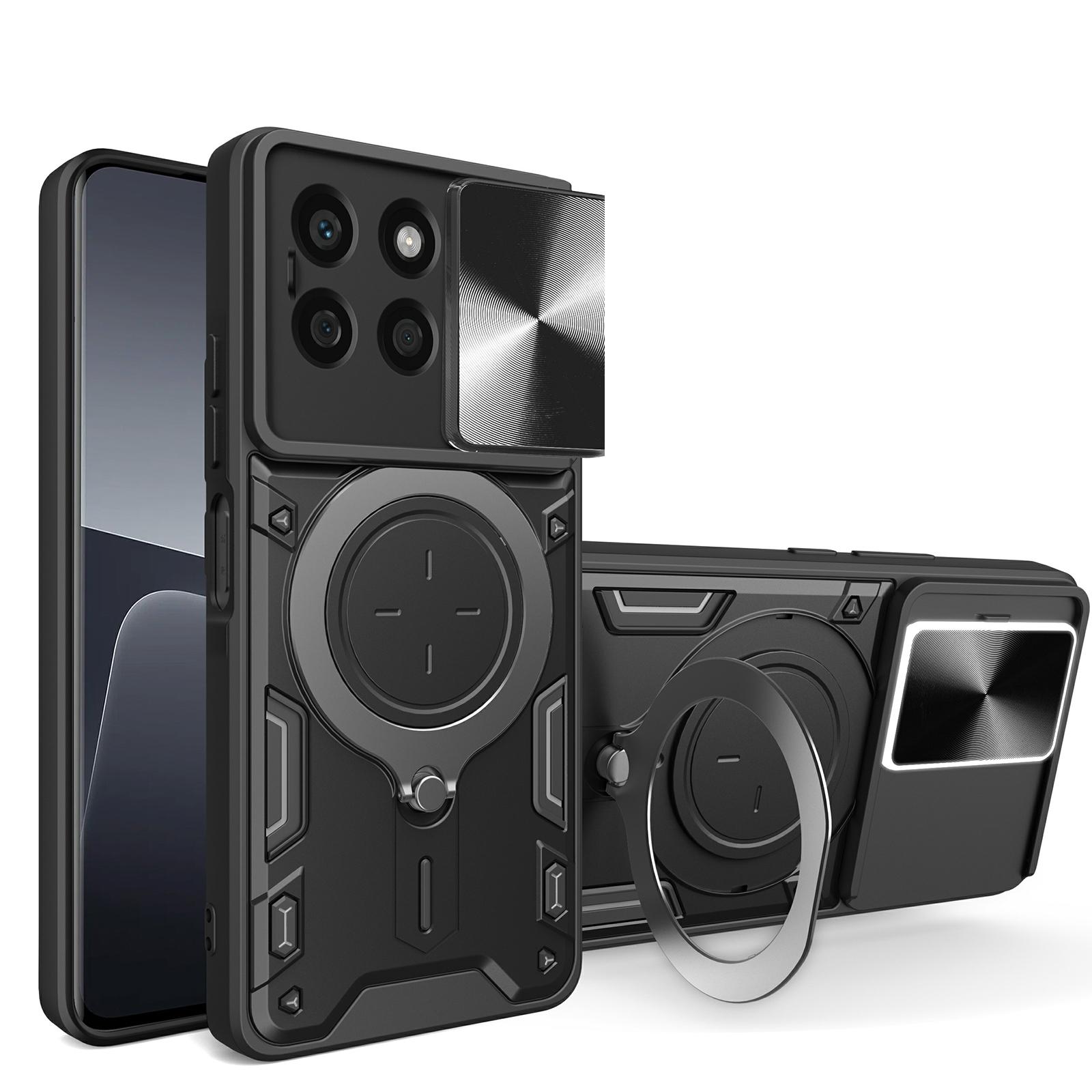 For Honor X8b 4G Case TPU+PC Ring Kickstand Phone Cover Support Magnetic Car Mount Black