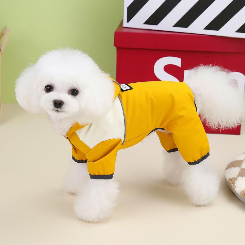 Waterproof Dog Jumpsuit With Caps Four Legs Dog Raincoat for Small Dogs Puppy Clothes Reflective Chihuahua Rain Coat Pet Costume