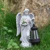Cemetery Guardian Light, Solar Angel Garden Statue, LED Light, Resin Lantern, Cemetery Gardening Outdoor Statue