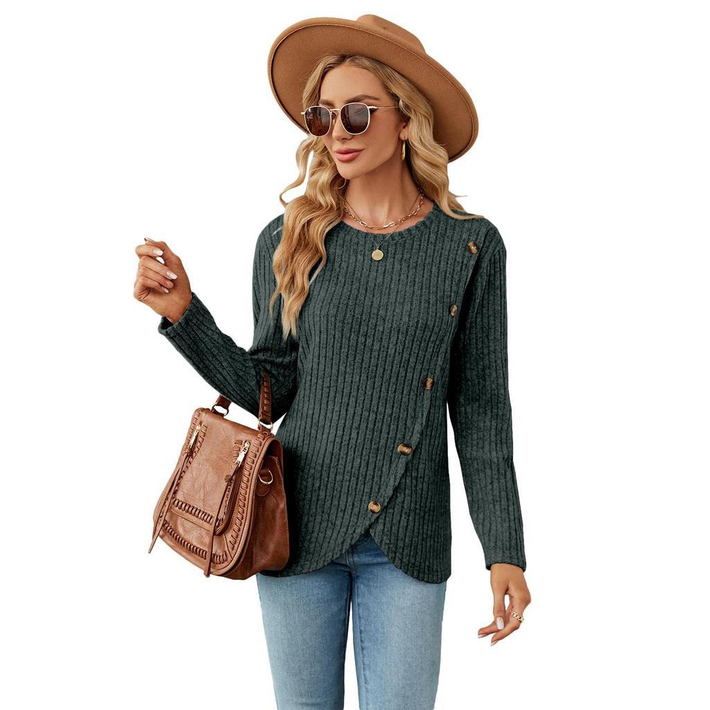 GMXIA Women's Fashion Casual Solid Color Print Autumn Winter Long Sleeve O-Neck Loose Sweaters