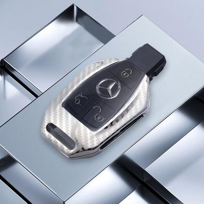 Legerat bilnyckelfodral för Mercedes Benz A B C E-klass GLS GLA GLK GLC CLS CLA AMG W204 W205 W212 W463 W176