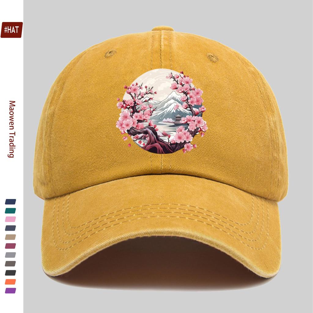 pc Unisex Cherry Blossom Tree Print Baseball Cap Simple Decorative Hat for Home and Casual Wear Multiple Colors Available Co