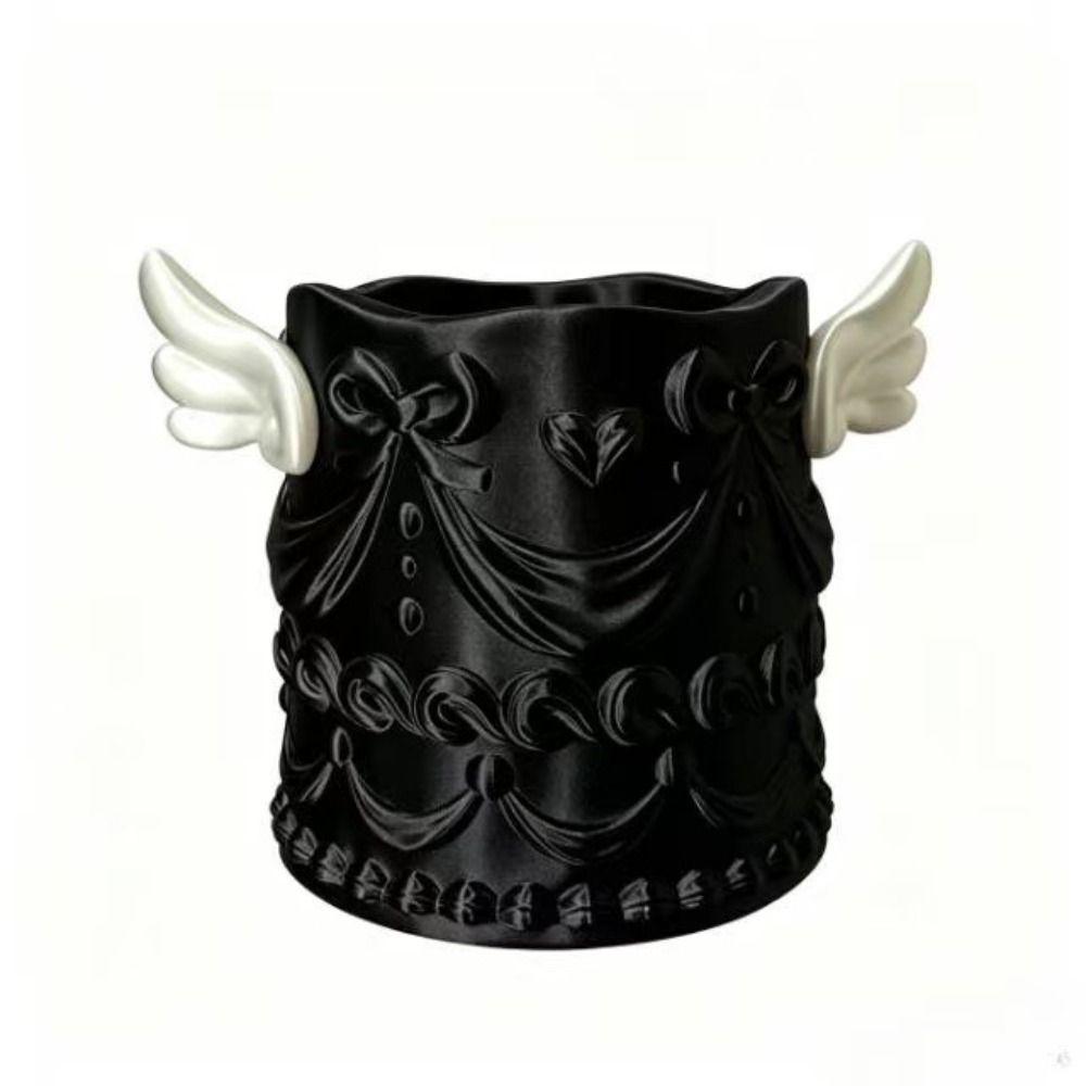 Desktop Storage Cosmetic Organizer Bucket Angel Wings Brush Holder Desktop Organization