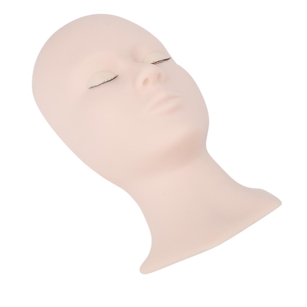 Eyelash Mannequin Head Replaceable Eyes Eyelash Extensions Makeup Massage Acupuncture Silicone Practice Head Model With Eyelashes Single Eyelid Pink