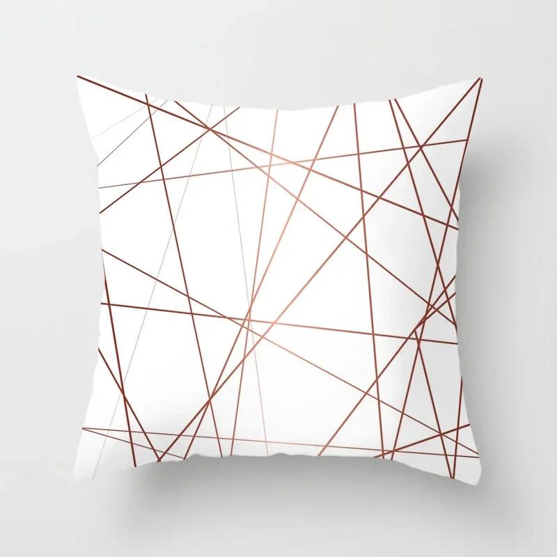 40X40/45X45CM Rose Gold Pink Geometry Print Cushion Covers Modern Nordic Livingroom Decorative Pillows Case Couch Throw Pillows