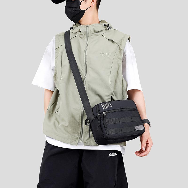 Borsa a tracolla leggera da uomo multistrato in nylon, alla moda, casual, per viaggi d'affari, resistente, con tracolla rimovibile