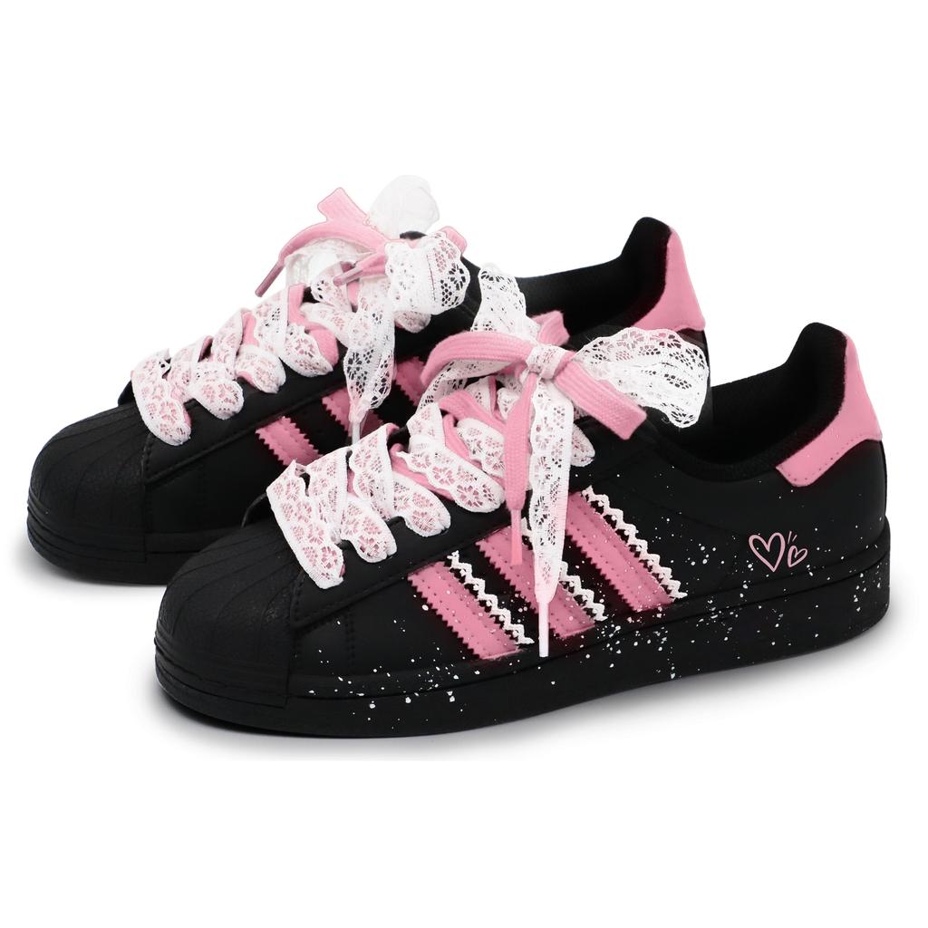 adidas Originals Superstar 2 Skateboard Shoes Women's Low Top Black/Pink JH9977(Team52-S-BOX)
