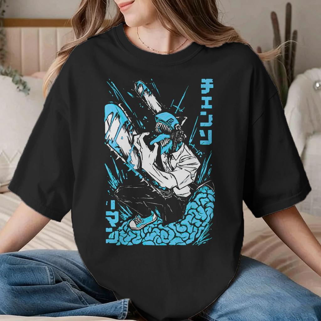 Vintage Chainsawunisexs Anime Tshirts Unisex Unisex Crew Neck Cotton T Shirt Reze Short Sleeve Tees Graphic Printed Clothing