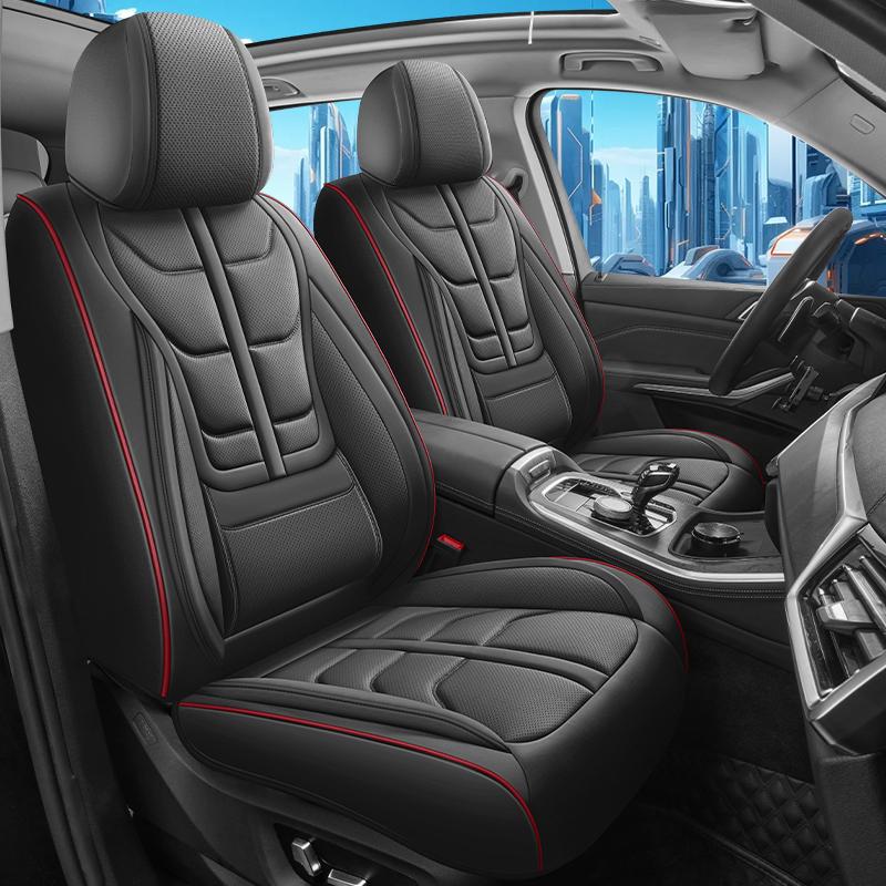 1pc Car Seat Covers  with Built-in Lumbar Support, Premium PU Perforated Leather, All-Season Universal Fit for Most Cars