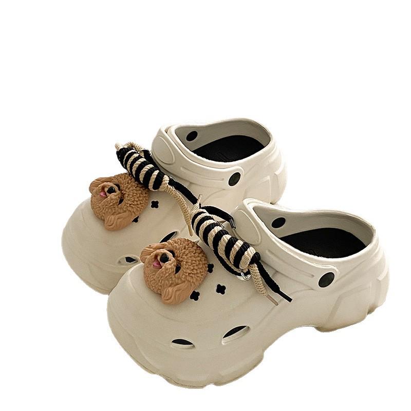 Adorable Kids' Non-Slip Puppy Clogs for Girls - 2025 Summer Beach Toe Slippers with Thick Soles