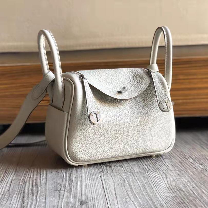 

2026 New Style Womens Bag Real Leather Single Handle Tote Bag Top Handle Bag All-Match Lindy Bag Doctors Bag Mini 26x14x18cm білий