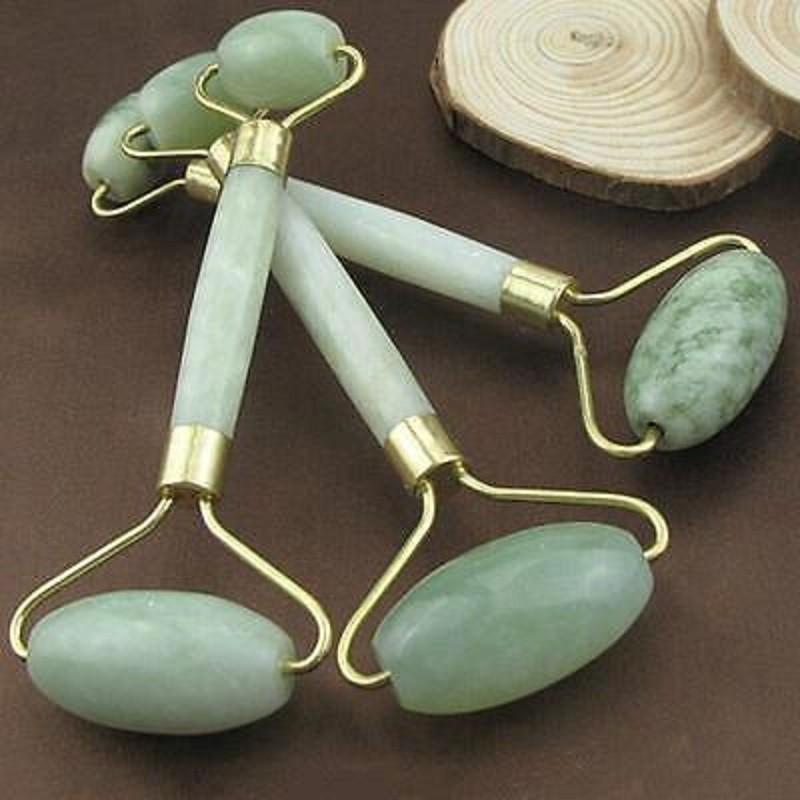 Exquisite White Flower Jade Facial Massage Roller Beauty Tool Face Massager