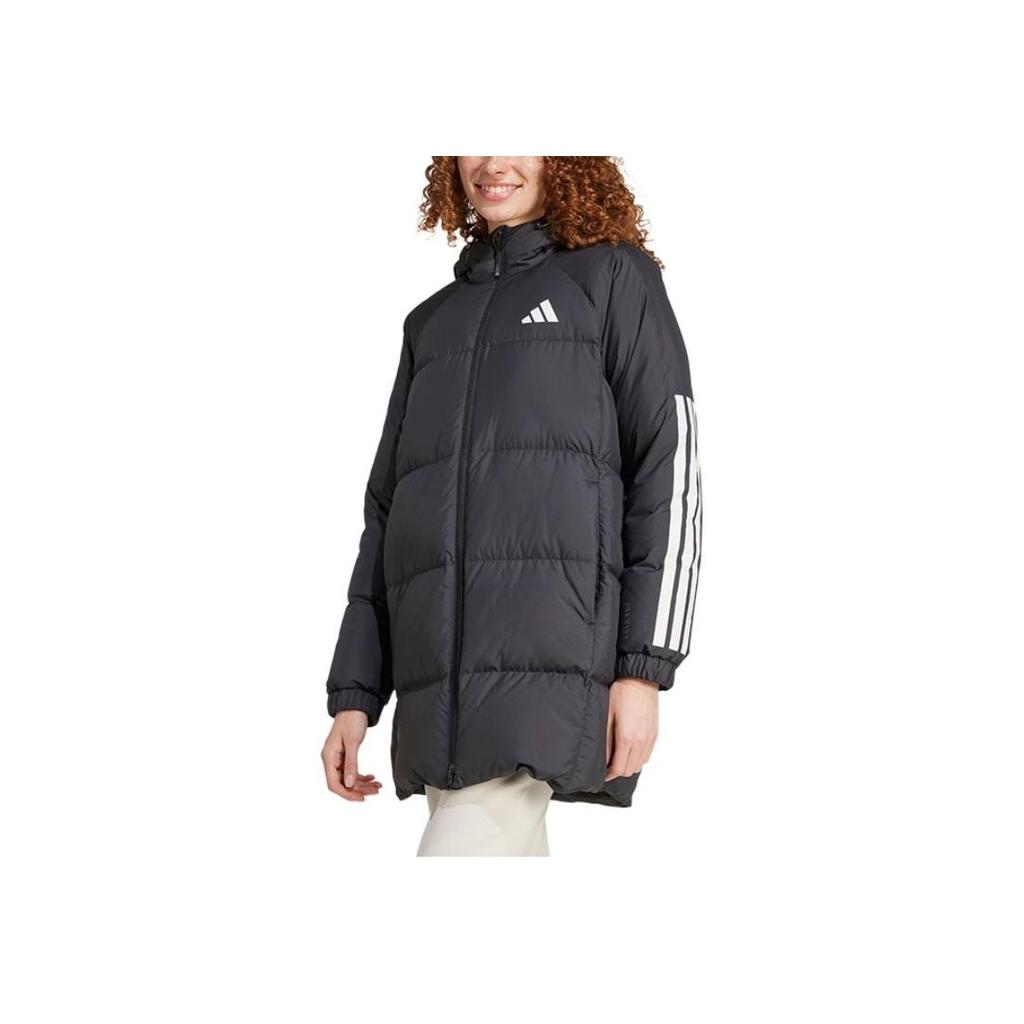 Adidas Serie Stile di Vita Sportivo Giacca da Donna con Cappuccio Calda con Cerniera Maniche Lunghe Piumino Giacca Nera JG3855