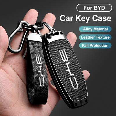 Zinc Alloy Leather Car Key Bag For Byd Second-Generation Song Pro, Tang Dm, Qin Plus Max, Yuan Dynasty, Atto, Han Ev,  Dolphin