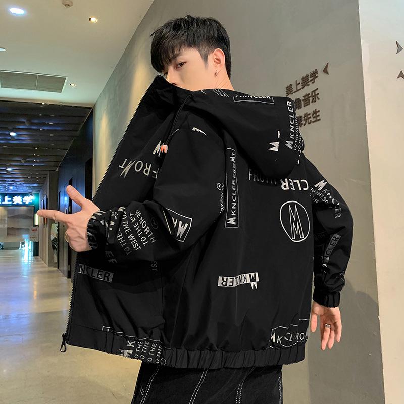 Men's Korean Style Trendy Windbreaker: Loose Fit, Plus Size, Casual Spring/Autumn Workwear Jacket.