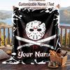 Custom Text Flannel Throw Blanket, Lightweight Cozy Bed Sofa BlanketFriday the 13th Jason Voorhees