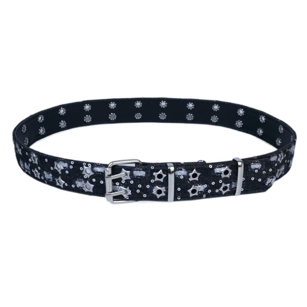 Versatile Retro Punk Star Belt Double-breasted Y2k Pin Buckle Belt Hip-hop Style Hollowed Out Belt Women Waist Accessories