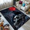 1 Stück Blauer Mond Katzen Schädel Muster Teppich für Wohnzimmer Schlafzimmer Nachttisch Bodenmatte Garderobe Sofabereich Teppiche Halloween Dekoration