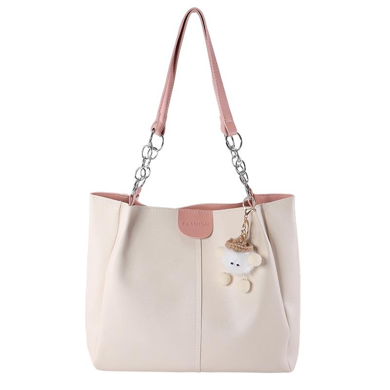 

Текстурированная сумка для поездок на работу большой вместимости 2024 новая женская сумка популярная универсальная сумка через плечо модная сумка-тоут розовый