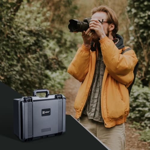 Lykus PVC1 Waterproof Hard Case with Padded Compartments for Camera, Lens, and Two DJI Mavic/Air/Mini Drones (Case Only)