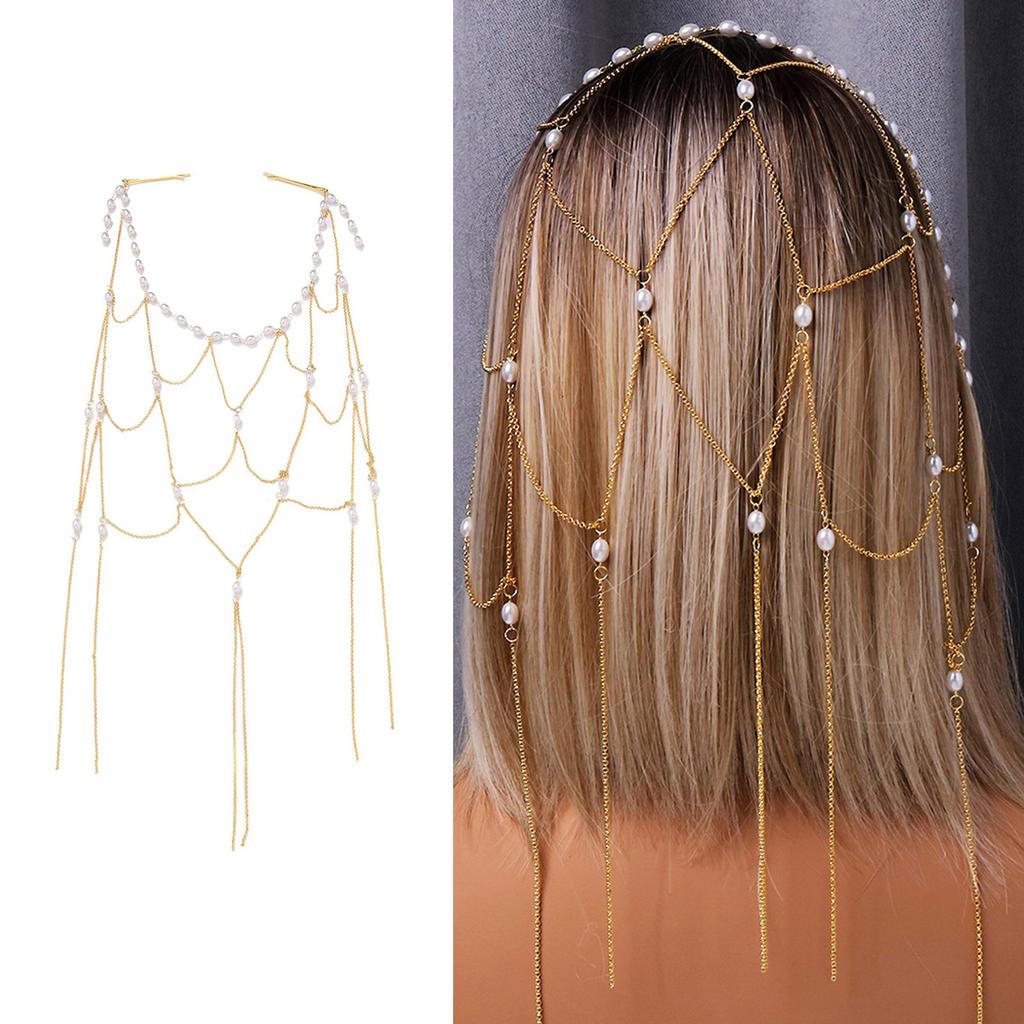 Handcrafted Pearl Tassel Hair Jewelry Classic Pearls Tassels Pendant Hair Accessory for Brides and Formal Gatherings