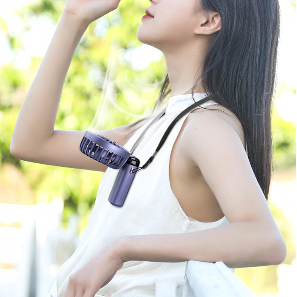 Přenosný ventilátor s inteligentním LED digitálním displejem 5rychlostní nastavitelný USB dobíjecí mini ventilátor na krk