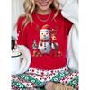 Christmas Women Casual T Shirt Cartoon Snowman Reindeer Christmas Tree Print Female Short Sleeve T-Shirt Suitable for All Season