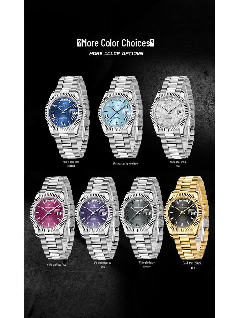 PAGANIDESIGN 40mm Men's Automatic Waterproof Wristwatch with Date and Day Display, Model 1783