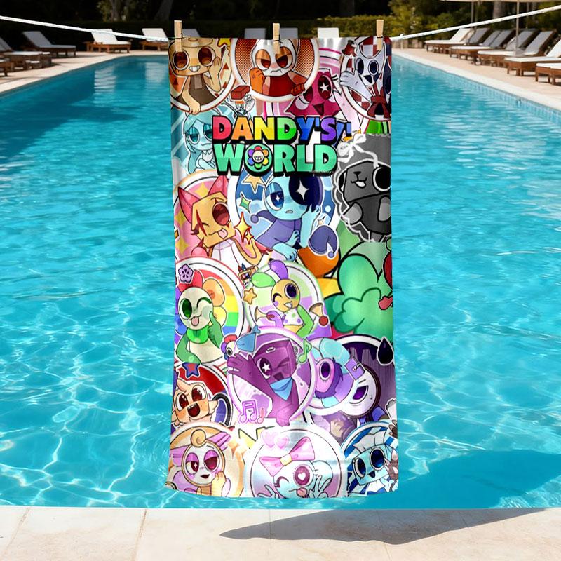 Dandy's World Print Beach Towel Design, Soft, Lightweight. for Home Bathroom, Spa, Pool, Yoga, Surfing, Camping, Gift for Family, Friend