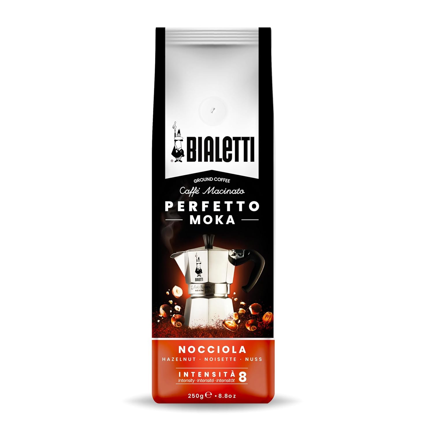 

Bialetti Perfetto Moka Hazelnut (Ground/Fine Grind/250g) Italian Coffee Espresso
